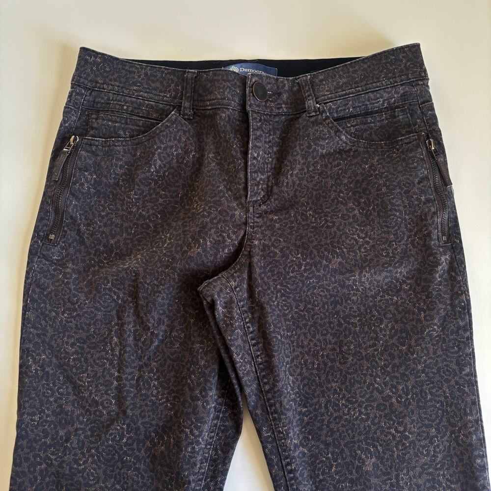Democracy "Ab" Solution Skinny Stretch Denim Jeans Black Leopard Print Womens 10 - Picture 2 of 9